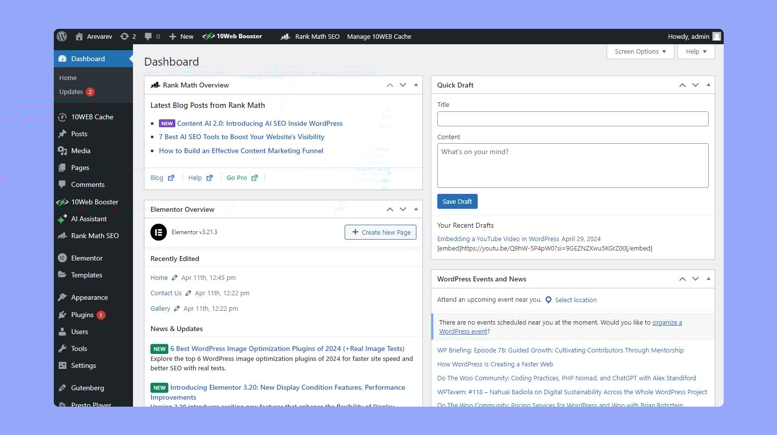 Avada Theme – WordPress और ई-कॉमर्स के लिए वेबसाइट बिल्डर 3 अपने वर्डप्रेस डैशबोर्ड पर नेविगेट करें